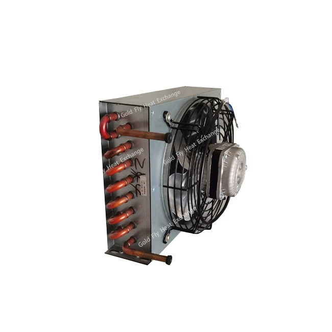 2-row 8-holes Vertical Shell Refrigeration Condenser With Motor Fan best